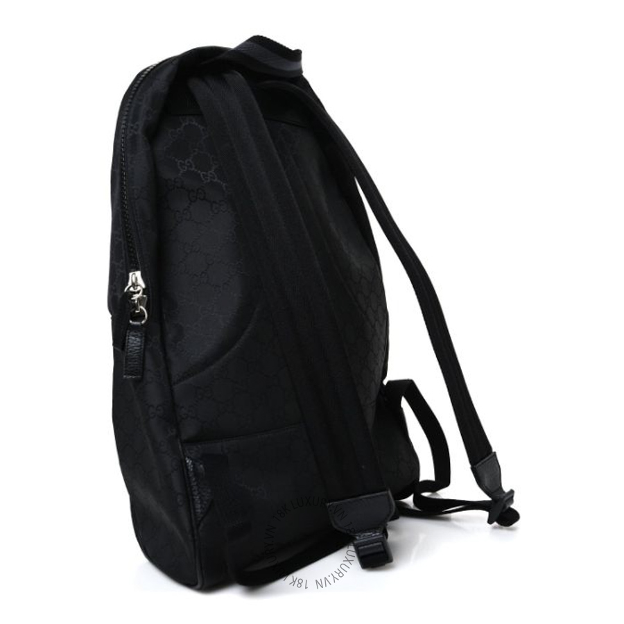 Balo Gucci Nylon Monogram Slim Backpack Black GGC245