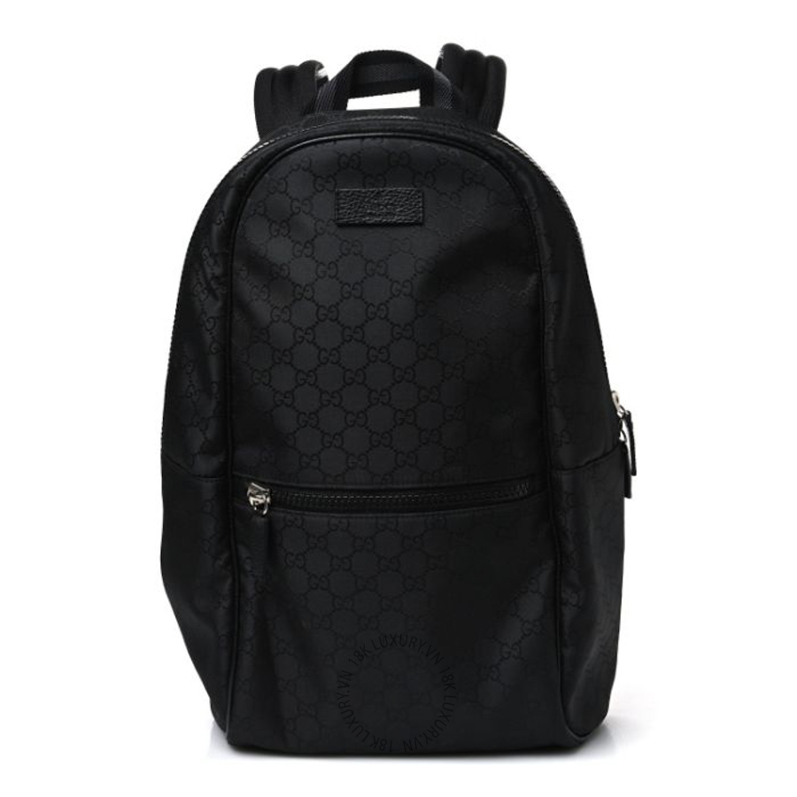 Balo Gucci Nylon Monogram Slim Backpack Black GGC245