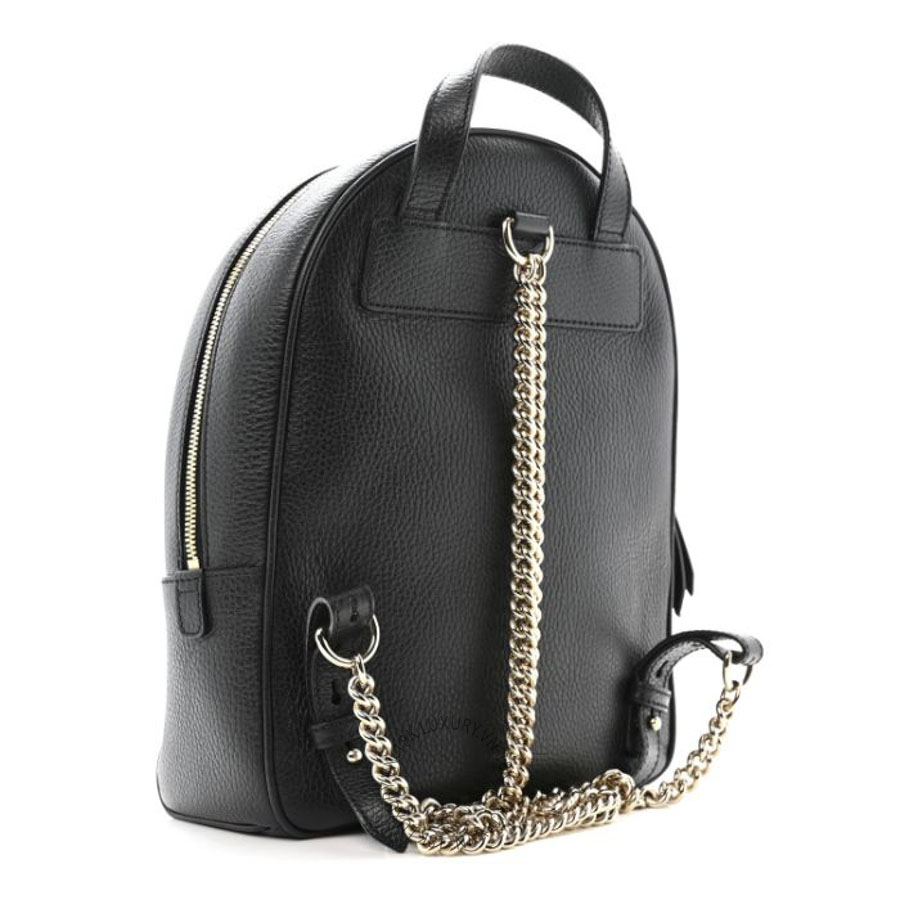 Balo Gucci Pebbled Calfskin Soho Chain Backpack Black GGC174