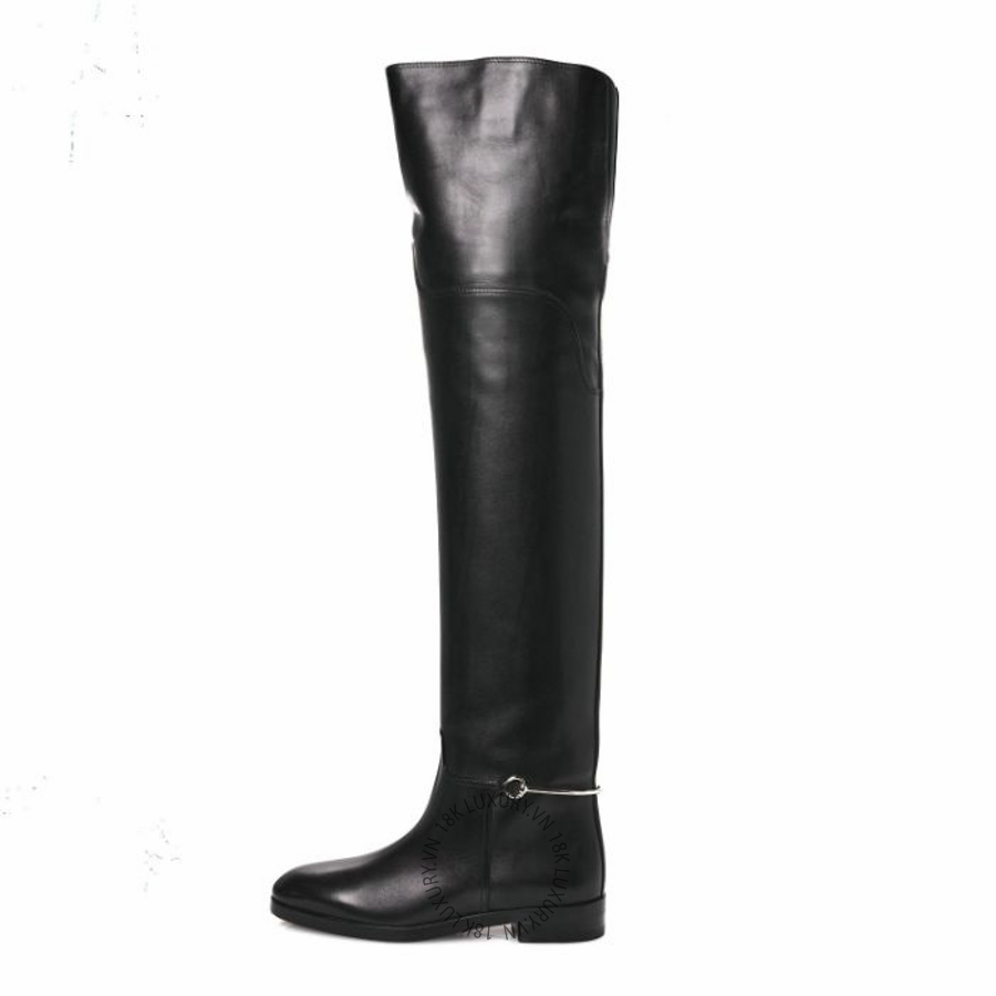 Boots Gucci Calfskin Slim Horsebit Over The Knee High Boots 37 Black NFPG678