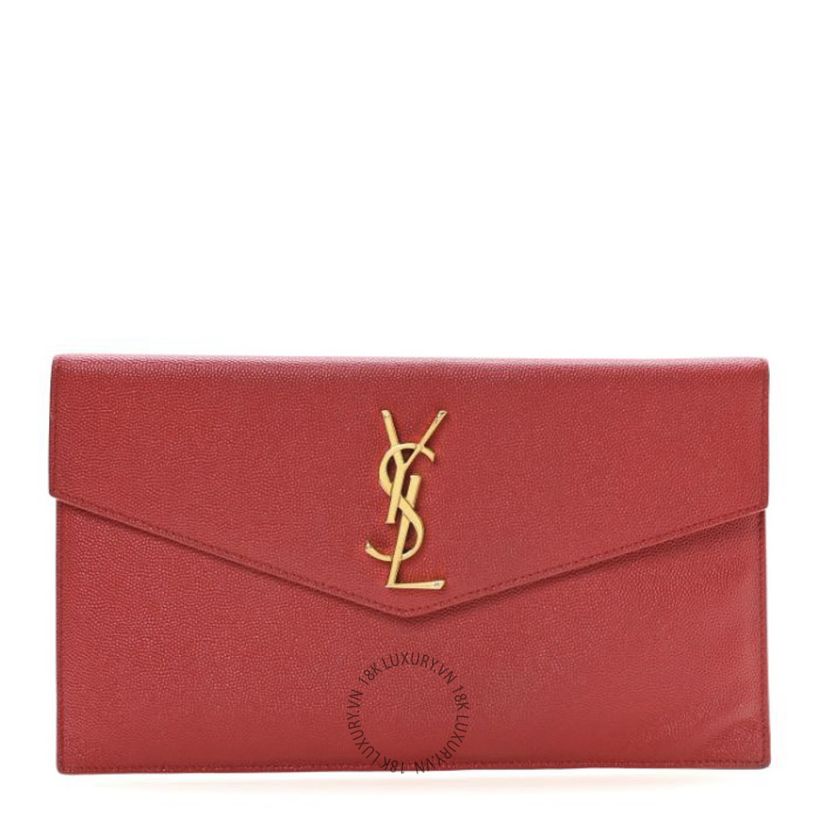 Clutch Yves Saint Laurent Grain De Poudre Uptown Pouch Rouge Eros ZZN245