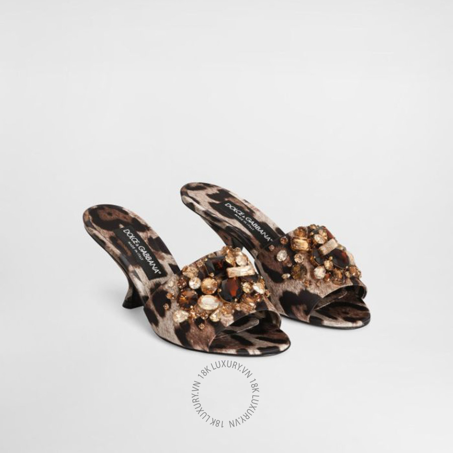Dép cao gót D&G Leopard-print satin mules with embellishments CR1920A0079HY13M NGDG085