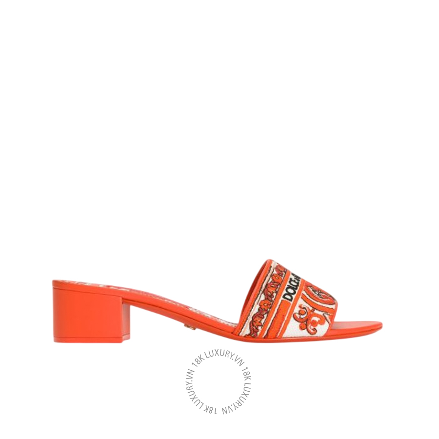 Dép cao gót Dolce Gabbana Mules with majolica embroidery CR1748AV8048W801 NGDG029