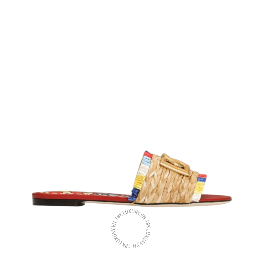 Dép quai ngang Dolce Gabbana Raffia flat slides CQ0646A04518N084 NGDG046
