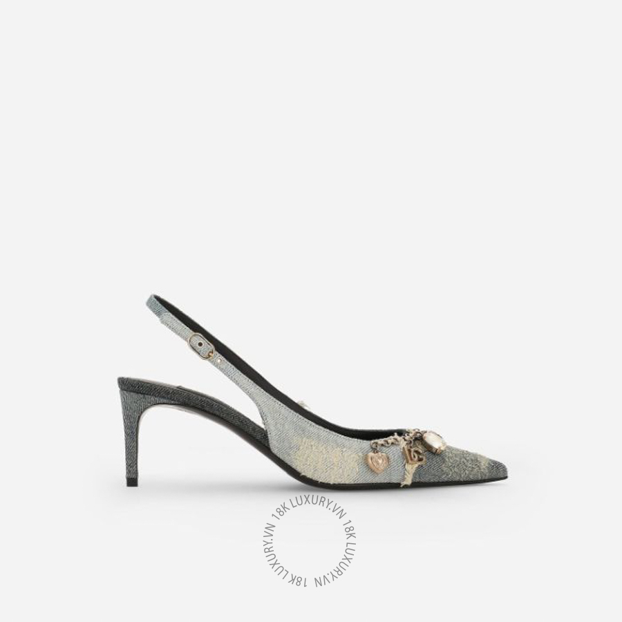 Giày cao gót Dolce Gabbana Patchwork denim slingbacks CG0822A564980650 NGDG167