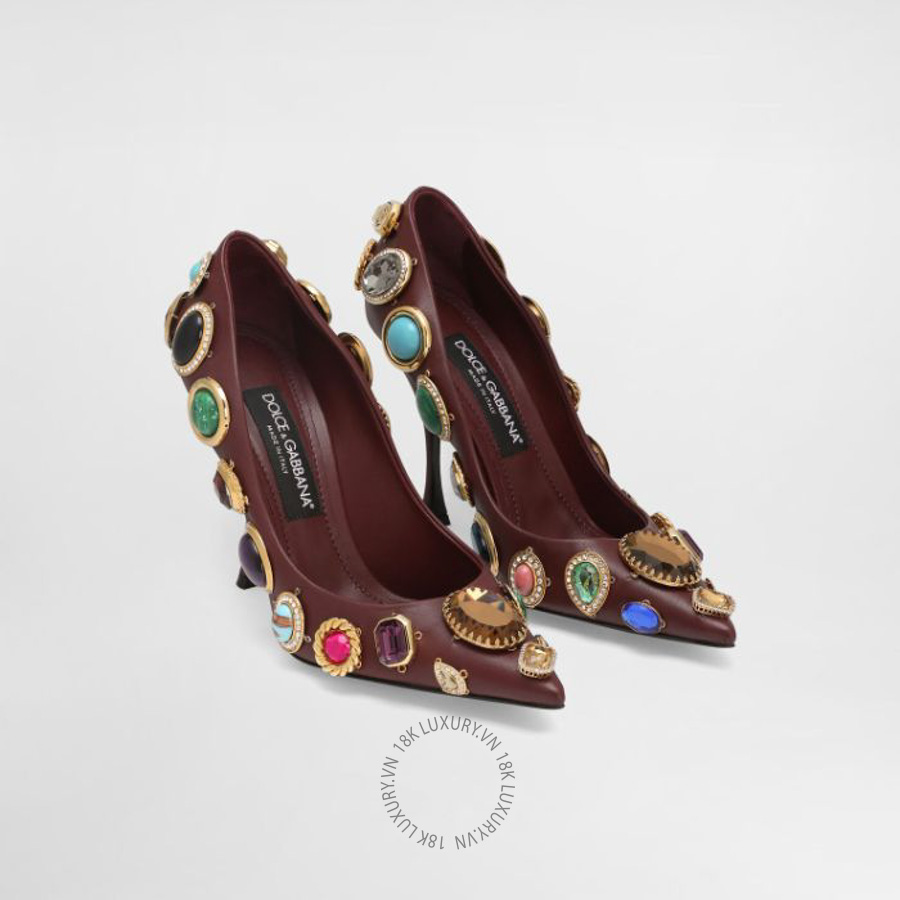 Giày cao gót Dolce Gabbana Pumps with stone embroidery CD1971AP4638R306 NGDG108