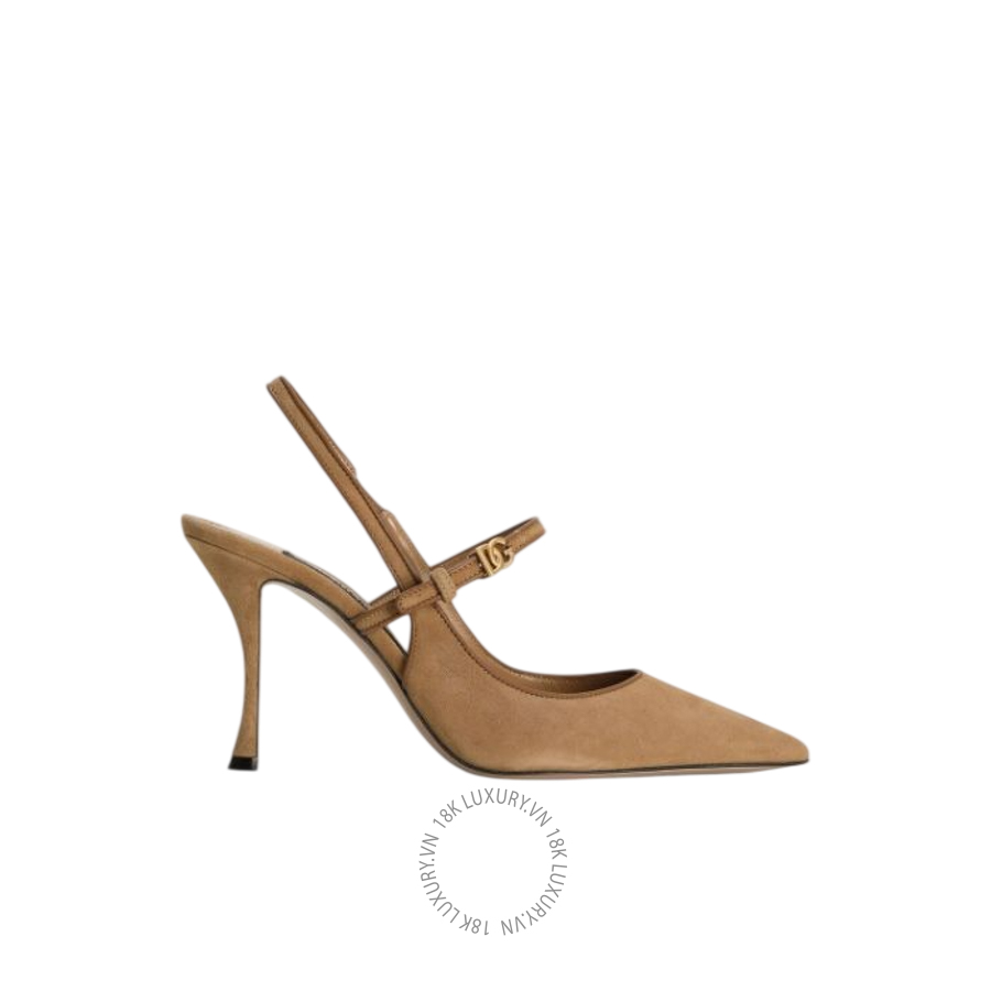 Giày cao gót Dolce Gabbana Suede and nappa leather slingback CG0974AQ1348S727 NGDG017