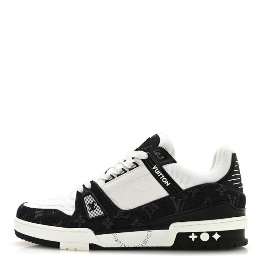 Giày thể thao LV Calfskin Embossed Monogram Denim Trainer Sneakers QWE943