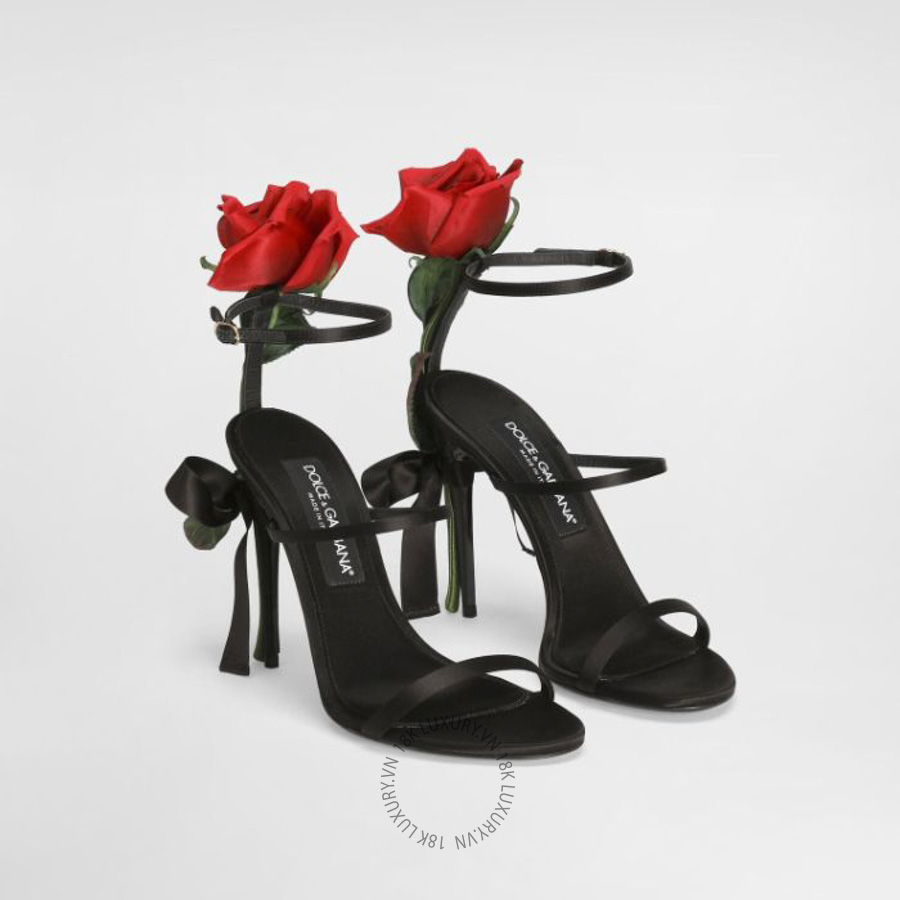 Sandal cao gót D&G Satin sandals with rose embellishment CR1817A763080999 NGDG152