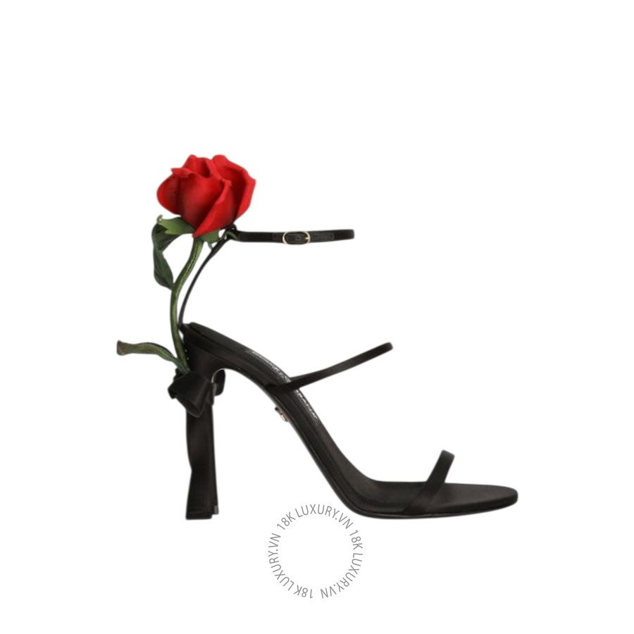 Sandal cao gót D&G Satin sandals with rose embellishment CR1817A763080999 NGDG152
