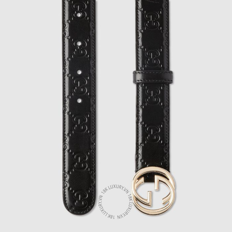 Thắt Lưng Gucci Belt with Interlocking G buckle 813008 AAD5L 1000 GTL061