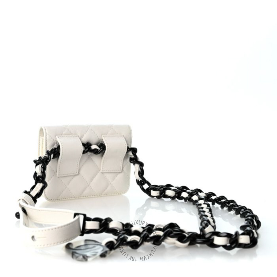 Túi bao tử Chanel Caviar Quilted My Everything Belt Flap Card Holder White FPTC232
