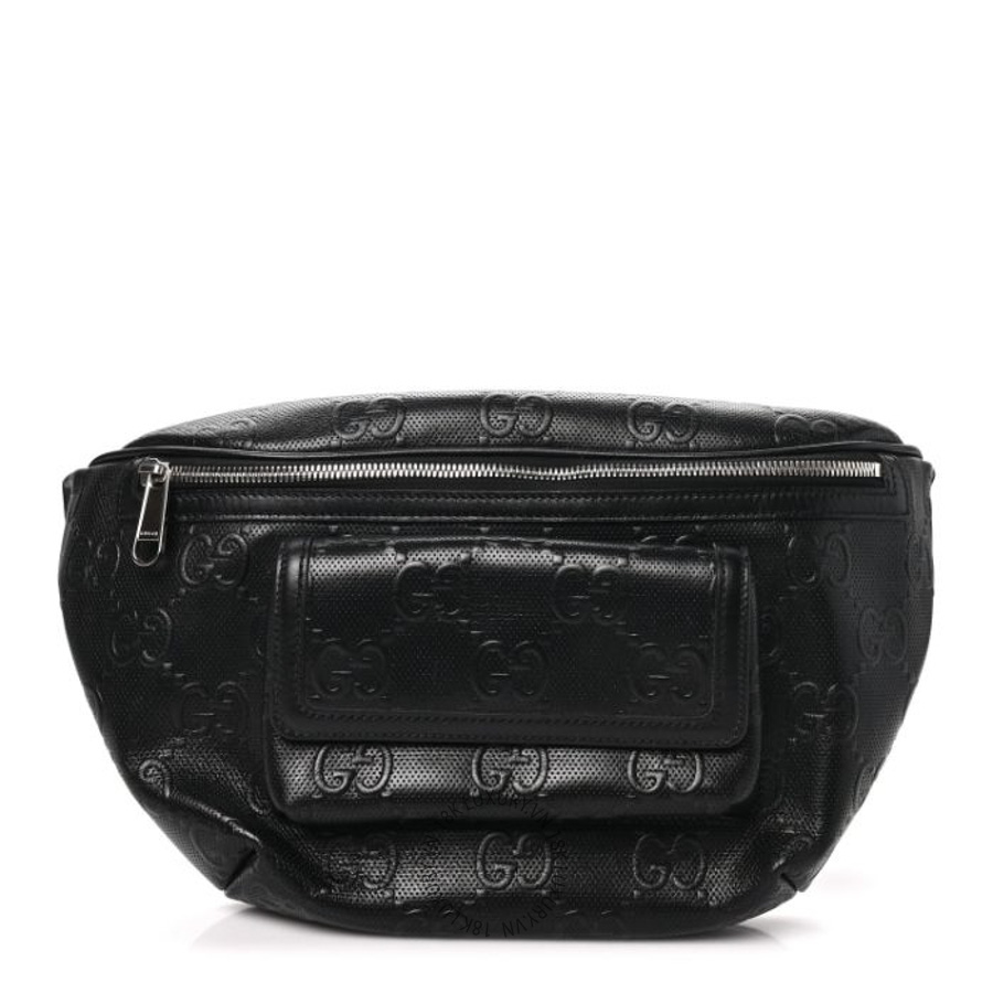 Túi Bao Tử Gucci Calfskin GG Tennis Embossed Pocket Belt Bag Black GDCB240
