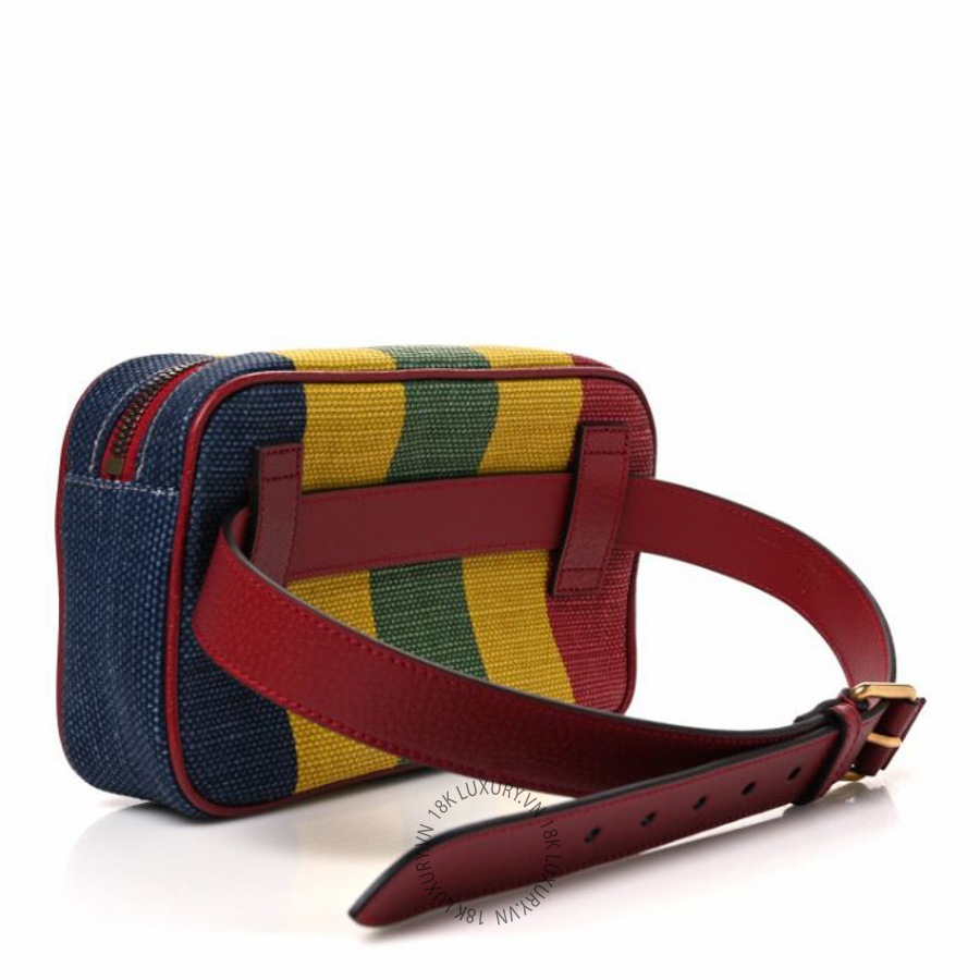 Túi bao tử Gucci Canvas Marley Stripe Script Logo Gucci 100 Belt Bag 80 32 Multicolor NFPG289