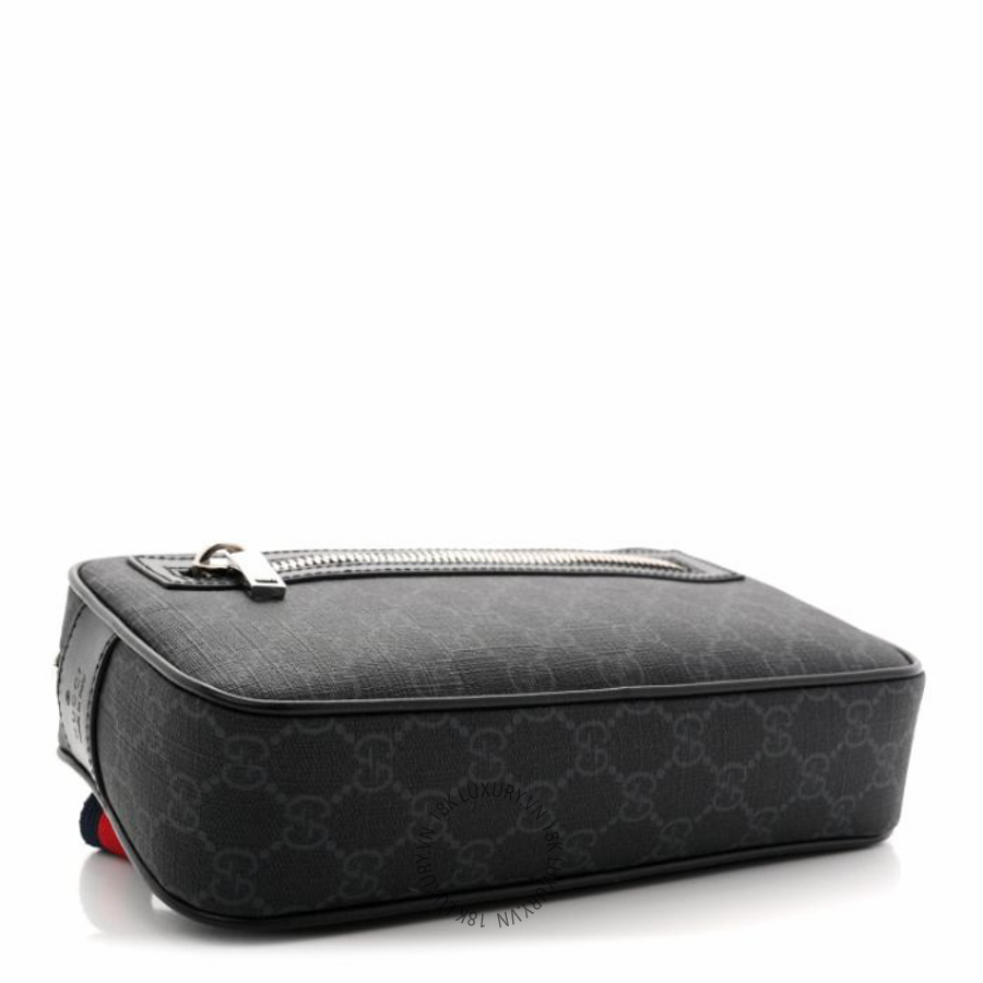 Túi bao tử Gucci Soft GG Supreme Monogram Web Belt Bag Black Grey NFPG634