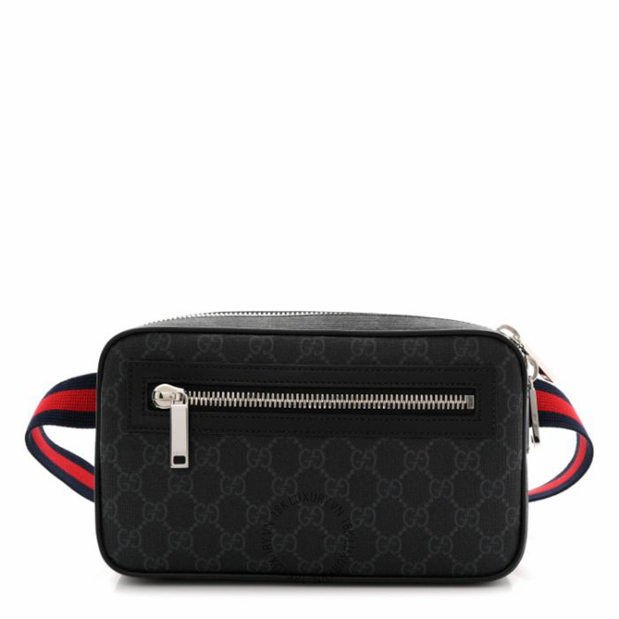 Túi bao tử Gucci Soft GG Supreme Monogram Web Belt Bag Black Grey NFPG634