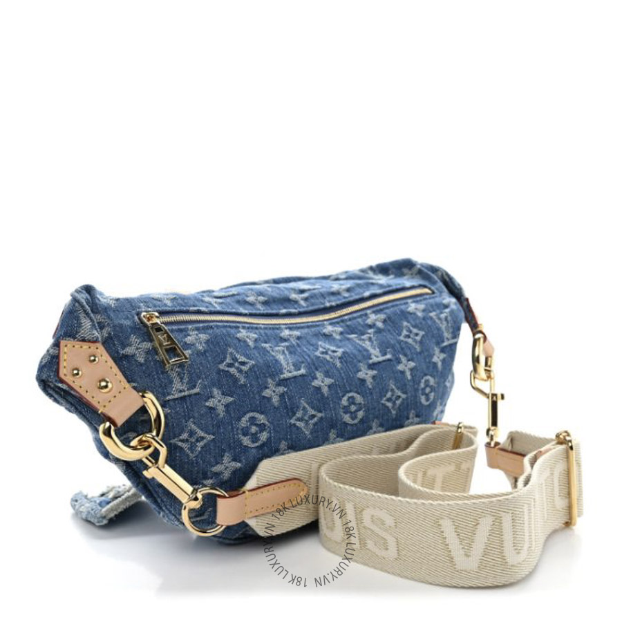 Túi Bao Tử Louis Vuitton Monogram Denim High Rise Bumbag Blue MNGR186