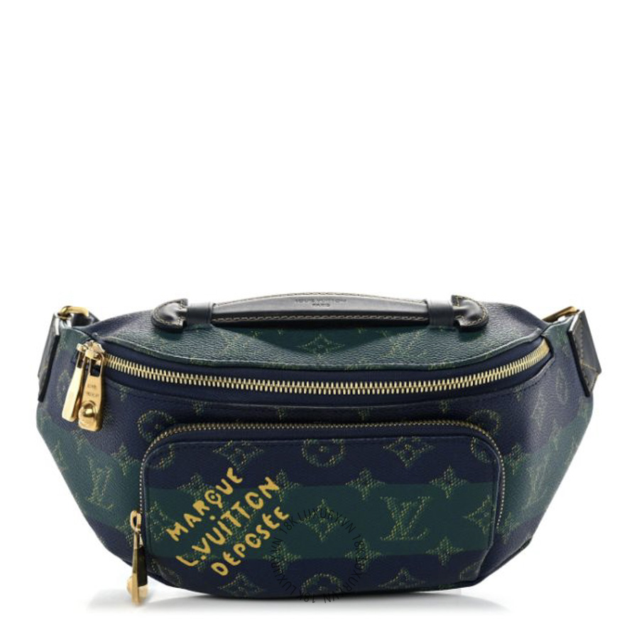 Túi Bao Tử Louis Vuitton Monogram Heritage Rush Bumbag Blue Stripes NSBD231
