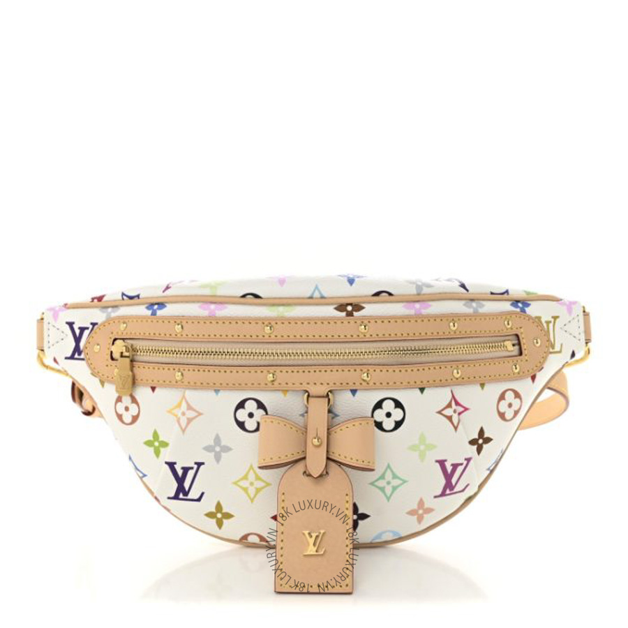 Túi bao tử LV X TM Monogram Multicolor High Rise Bumbag White FPNG1171