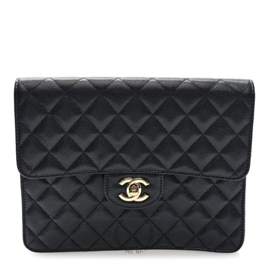 Túi cầm tay Chanel Caviar Quilted Square Flap Clutch Black FPTC737