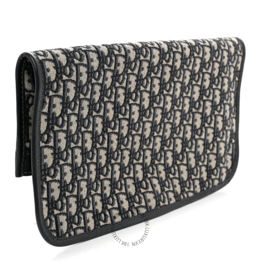 Túi Cầm Tay Christian Dior Oblique Fold Over Clutch Blue SPSS087
