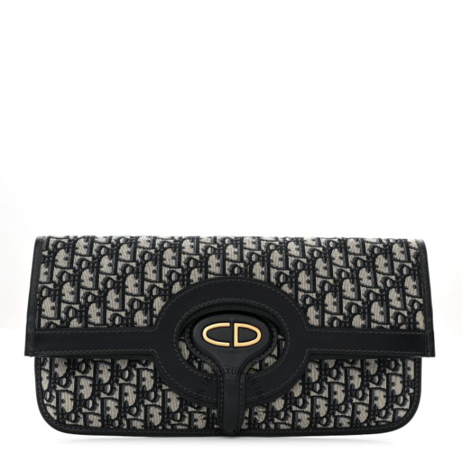 Túi Cầm Tay Christian Dior Oblique Fold Over Clutch Blue SPSS087