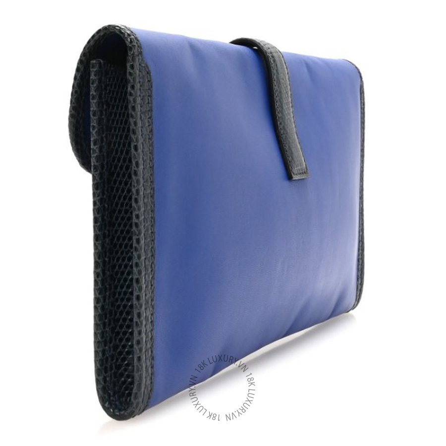 Túi cầm tay Hermes Swift Lizard Jige Elan Touch 29 Clutch Bleu Electrique Mykonos FPTH444