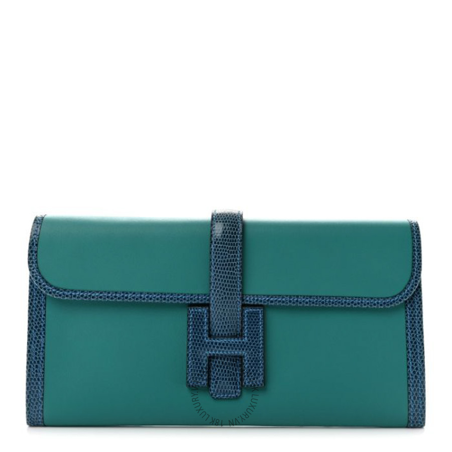 Túi cầm tay Hermes Swift Lizard Jige Elan Touch 29 Clutch Bleu Paon Mykonos FPTH399