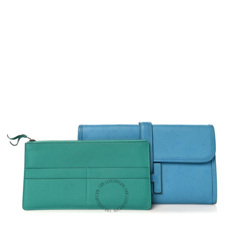 Túi cầm tay Hermes Swift Verso Jige Duo Clutch Bleu Du Nord Vert Verone FPTH426