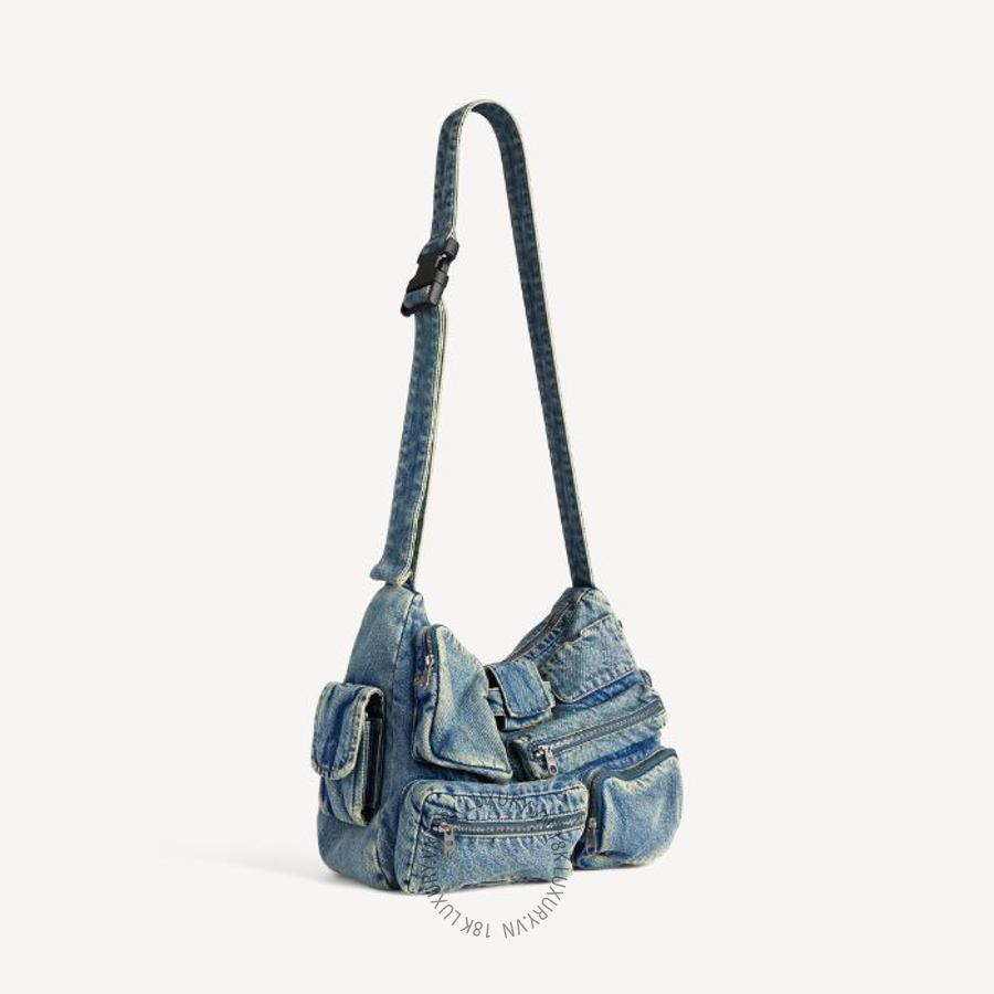 Túi Đeo Chéo Balenciaga Men's Superbusy Messenger Bag in Vintage Blue 7852972AA244637 BCA083