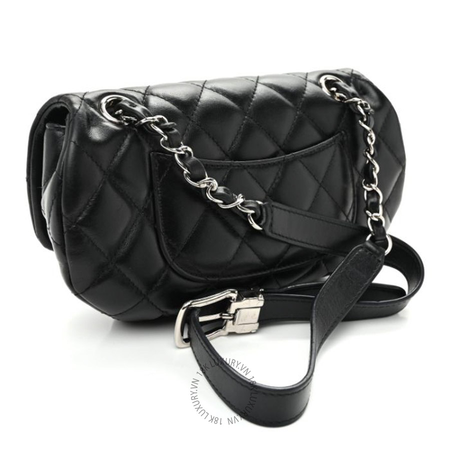 Túi Đeo Chéo Chanel Calfskin Quilted CC Uniform Flap Belt Bag Black CVB1066