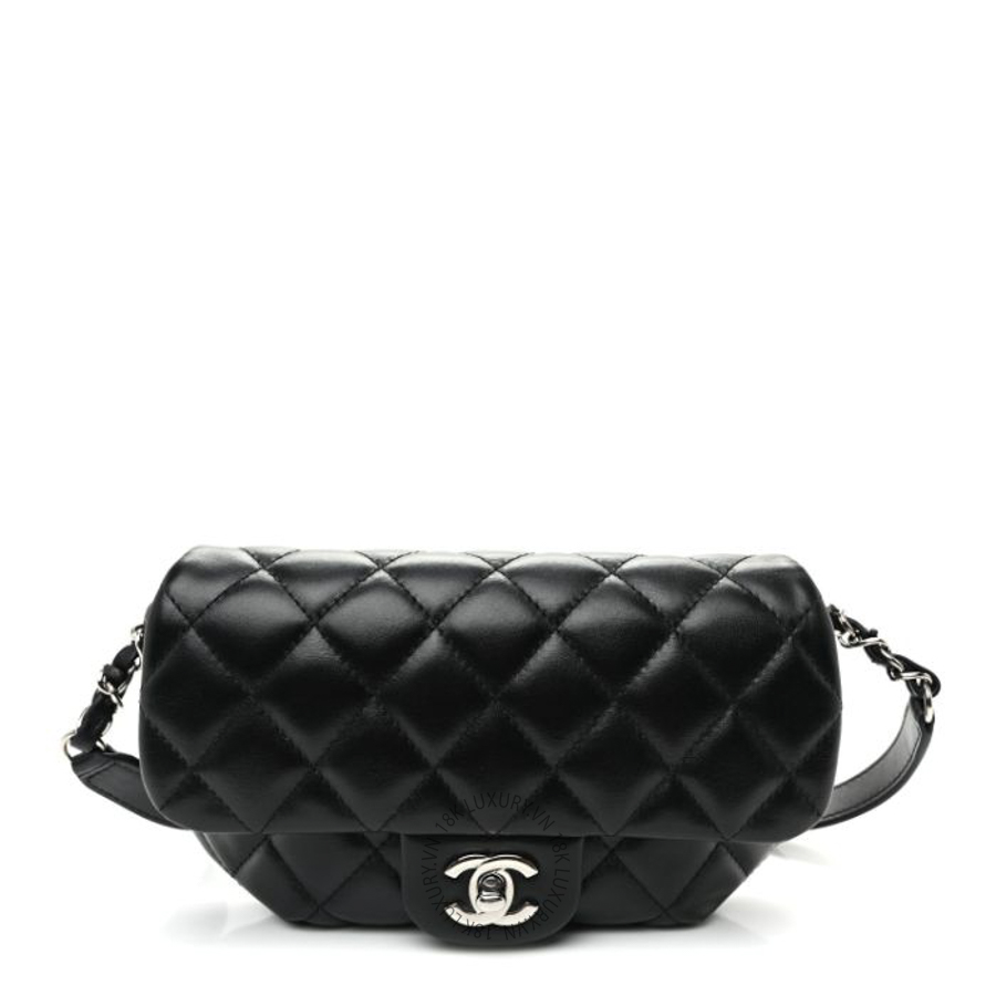 Túi Đeo Chéo Chanel Calfskin Quilted CC Uniform Flap Belt Bag Black CVB1066