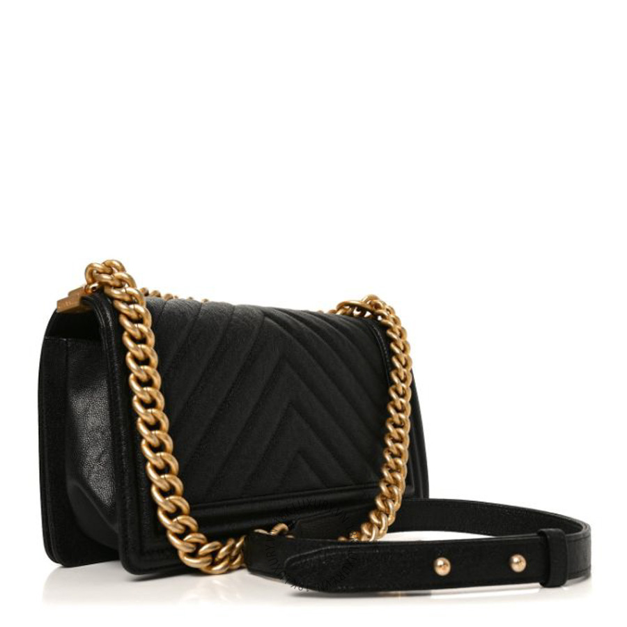 Túi đeo chéo Chanel Caviar Chevron Quilted Medium Boy Flap Black FPTC016