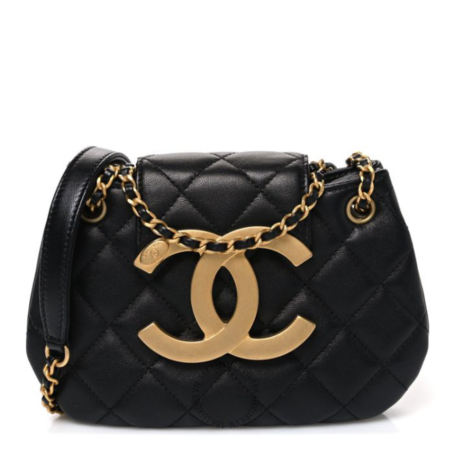 Túi Đeo Chéo Chanel Lambskin Quilted Small Giant CC Flap Bag Black CVB619