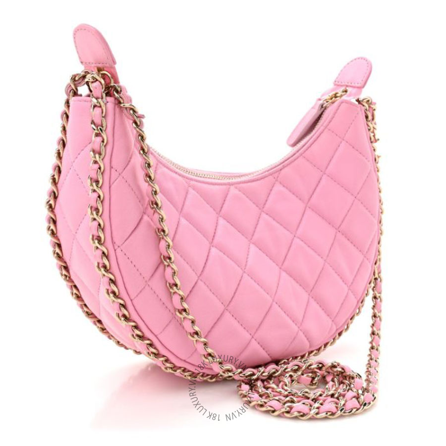 Túi Đeo Chéo Chanel Lambskin Quilted Small Hobo Bag Pink CVB312