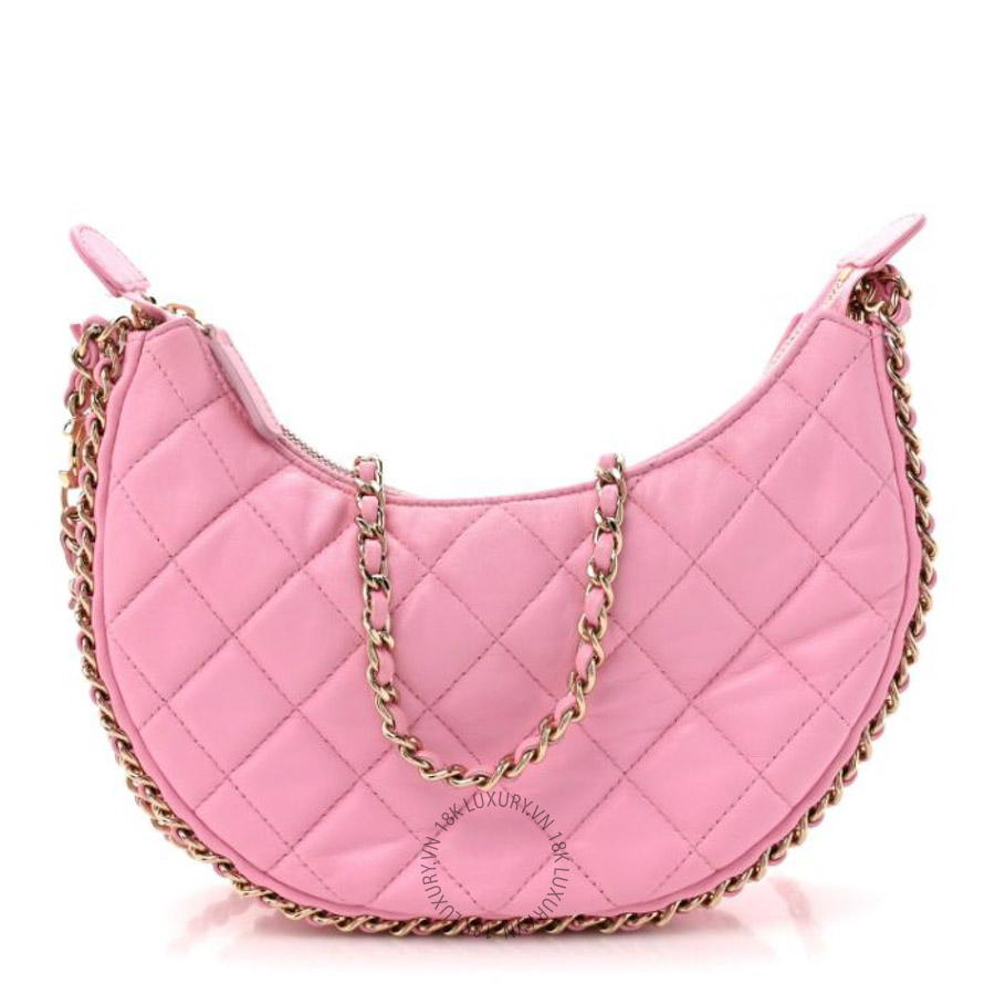 Túi Đeo Chéo Chanel Lambskin Quilted Small Hobo Bag Pink CVB312
