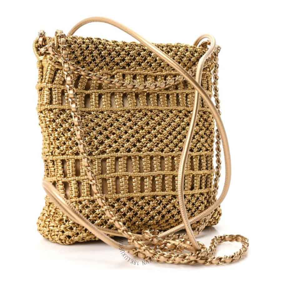 Túi Đeo Chéo Chanel Metallic Calfskin Macrame Mini Chanel 22 Gold CVB613
