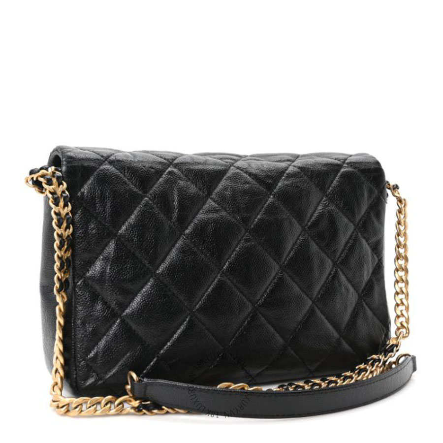 Túi đeo chéo Chanel Shiny Caviar Quilted Large Chain Melody Flap Black FPTC171