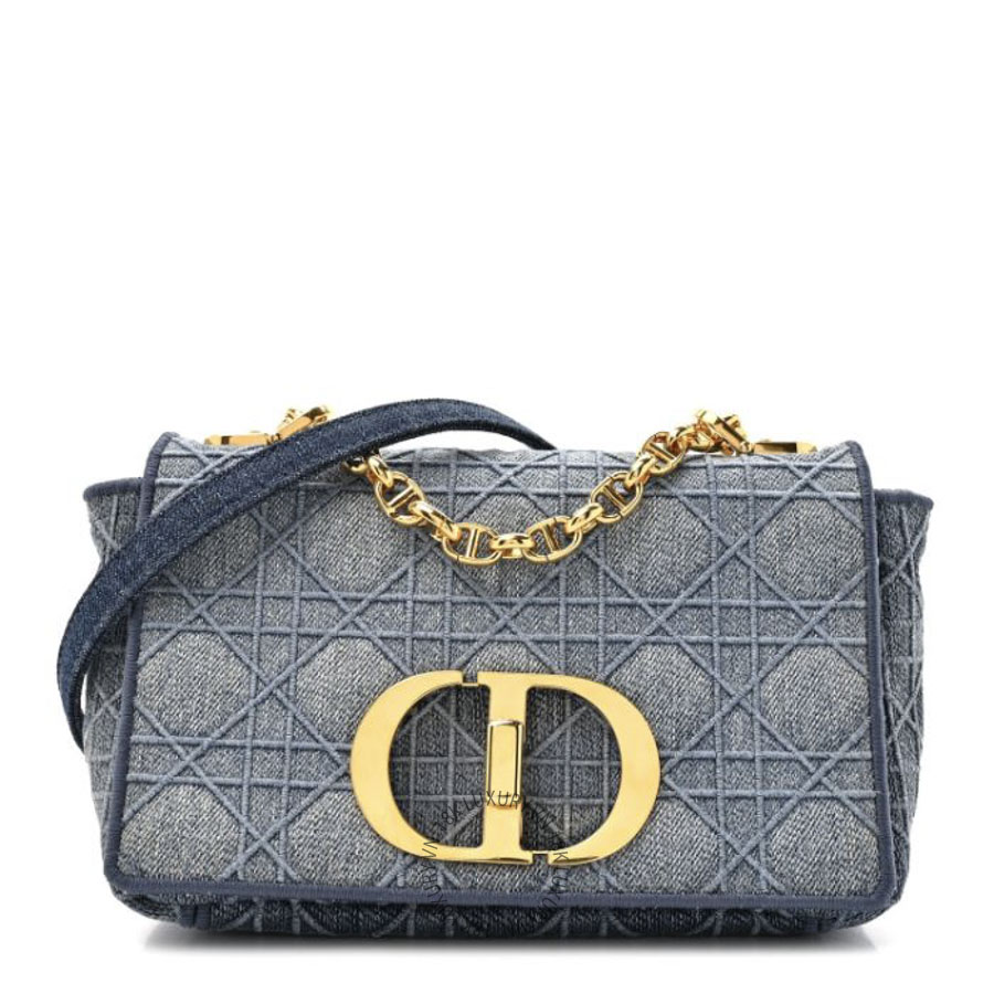Túi Đeo Chéo Christian Dior Denim Cannage Small Caro Bag Blue SPSS096
