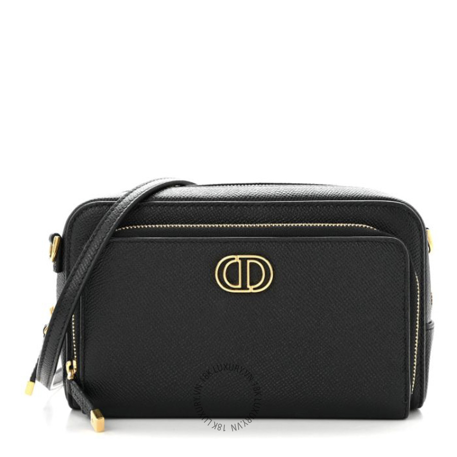 Túi Đeo Chéo Christian Dior Grained Calfskin Caro Double Pouch Black SPSS076