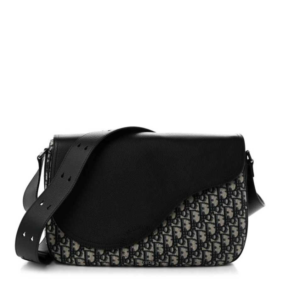 Túi đeo chéo Christian Dior Grained Calfskin Oblique Large Saddle Messenger Black DIO160