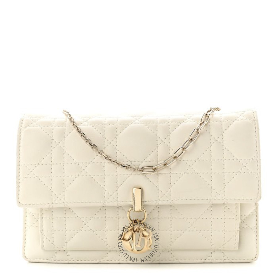 Túi Đeo Chéo Christian Dior Lambskin Cannage Chain My Dior Daily Chain Pouch Latte SPSS077
