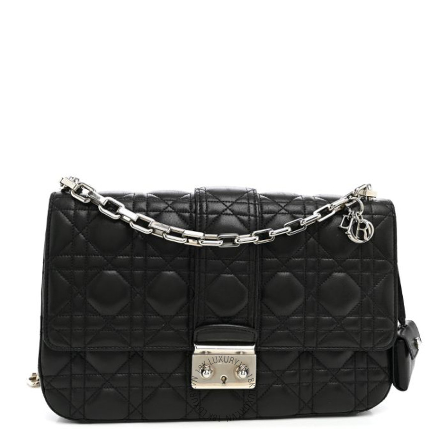 Túi đeo chéo Christian Dior Lambskin Cannage Medium Miss Dior Flap Black DIO082