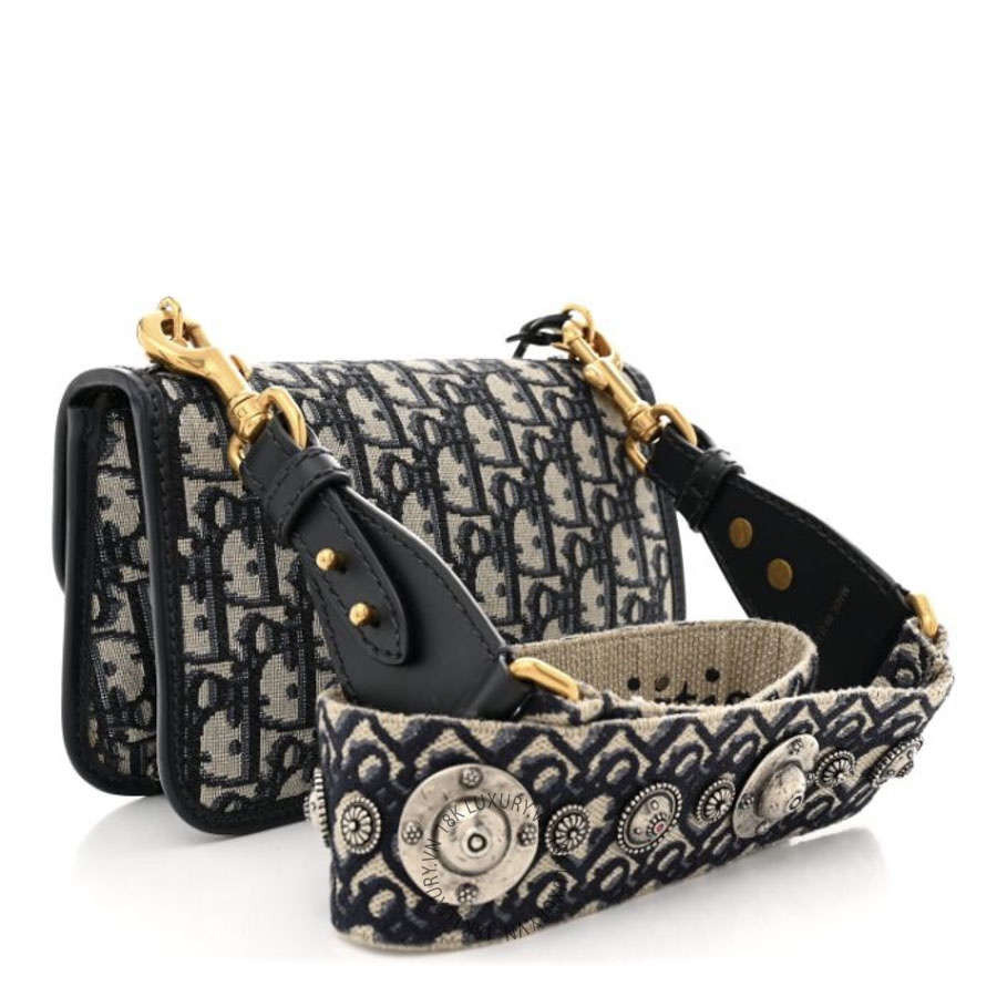 Túi Đeo Chéo Christian Dior Oblique Small DiorAddict Flap Bag Navy Blue SPSS238