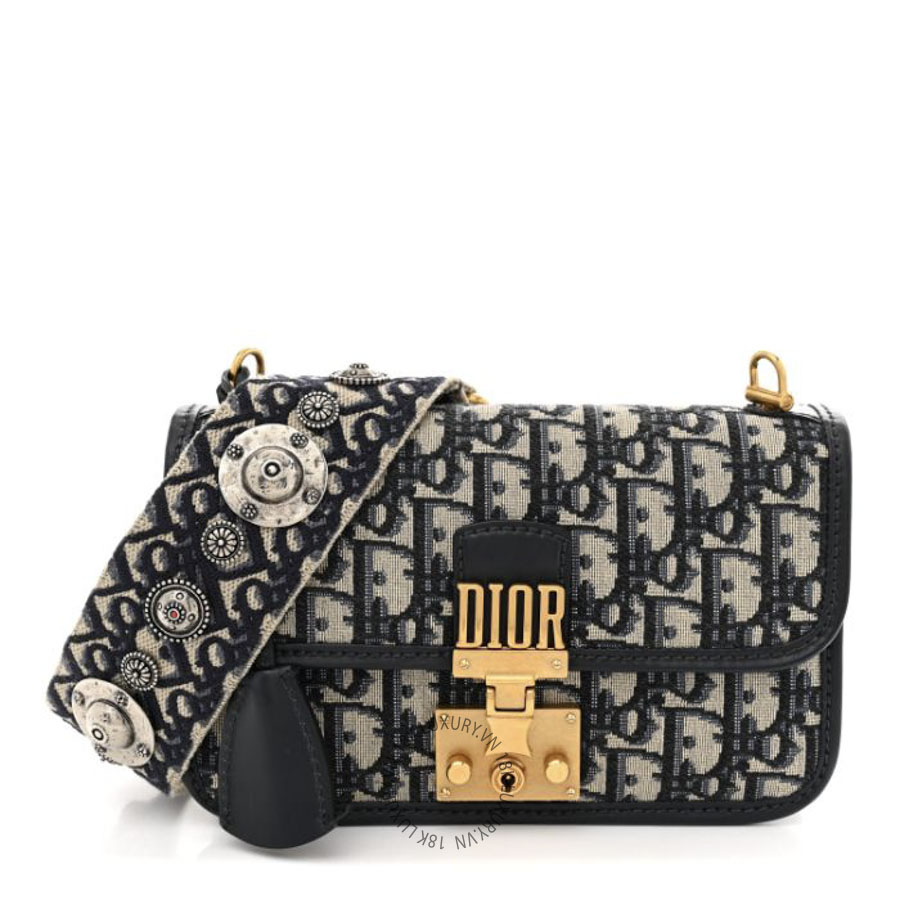 Túi Đeo Chéo Christian Dior Oblique Small DiorAddict Flap Bag Navy Blue SPSS238