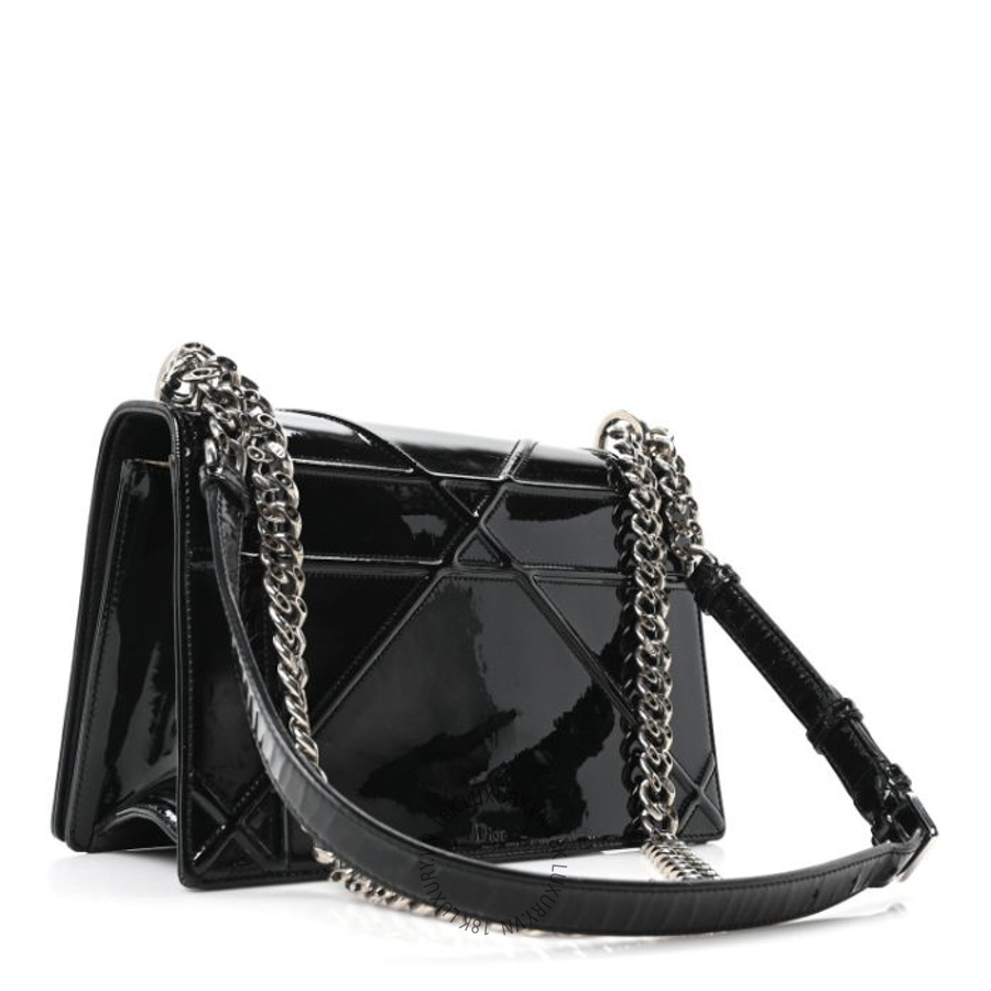 Túi Đeo Chéo Christian Dior Patent Medium Diorama Flap Bag Black SPSS135