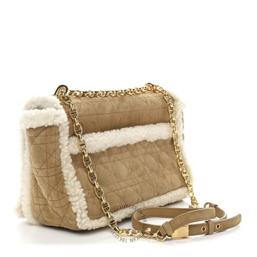 Túi Đeo Chéo Christian Dior Shearling Cannage Large Caro Bag Camel SPSS008