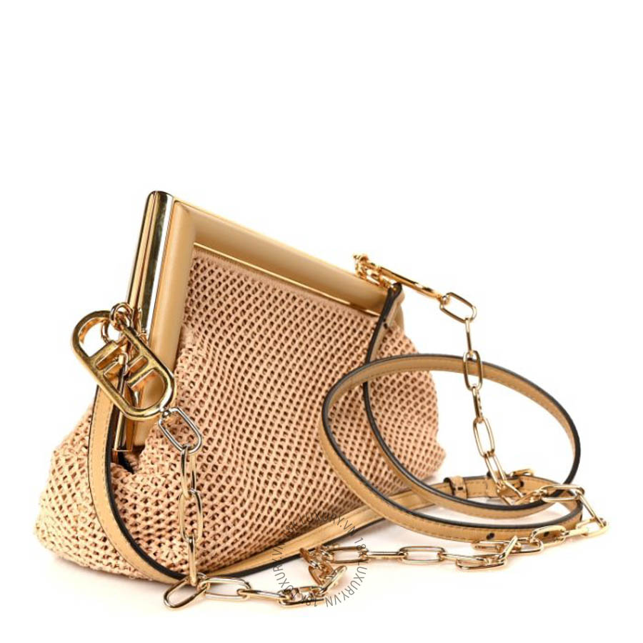 Túi đeo chéo Fendi Raffia Nappa Macrame Small Fendi First Natural Sahara TFD348