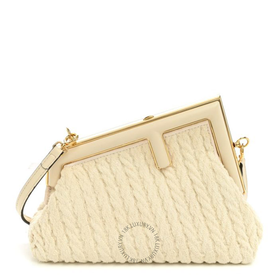 Túi đeo chéo Fendi Woven Knit Nappa Small Fendi First White TFD090