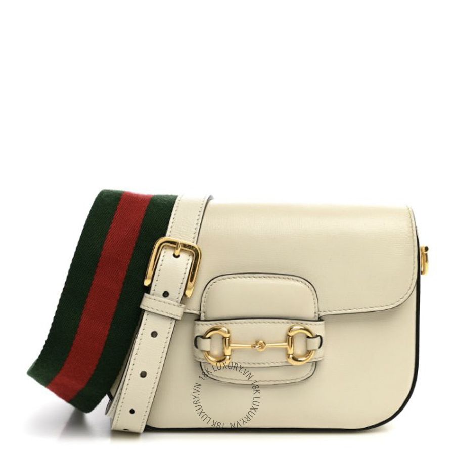 Túi Đeo Chéo Gucci Azalea Calfskin Web Mini Horsebit 1955 Shoulder Bag Mystic White GDCB616
